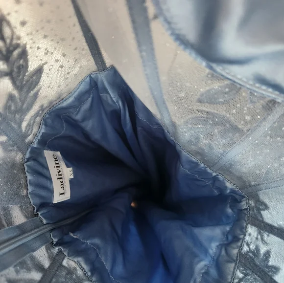 Cinderella Divine Dusty Blue Dress with Puff Sleeves - Picture 5 of 5